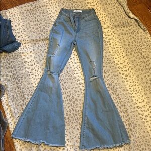 Zenana Outfitters Blue Flare Wide Leg Jeans